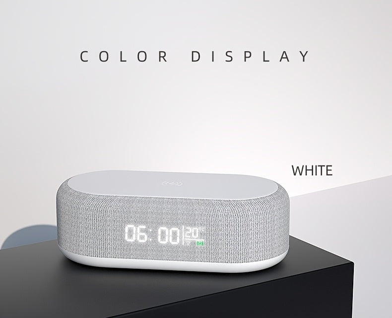 4in 1 Multifunction Wireless Charger Pad Stand LED Night Light Temperature Time Desktop Alarm Clock Mobile Phone Chargers Induction Fast Charging Dock Station Base for iPhone 16 15 14 13 12 for Galaxy S25 S24 S23 Bedroom Offi