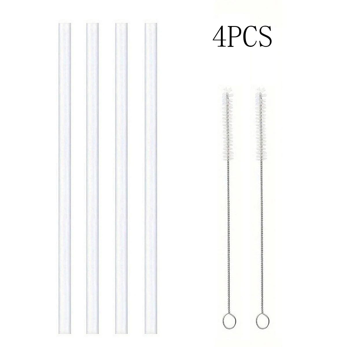 Ersatzstrohhalme für Stanley 40 oz Tassenbecher, 12er-Pack transparente wiederverwendbare Kunststoffstrohhalme, 2 Strohbürsten, für Stanley Cup