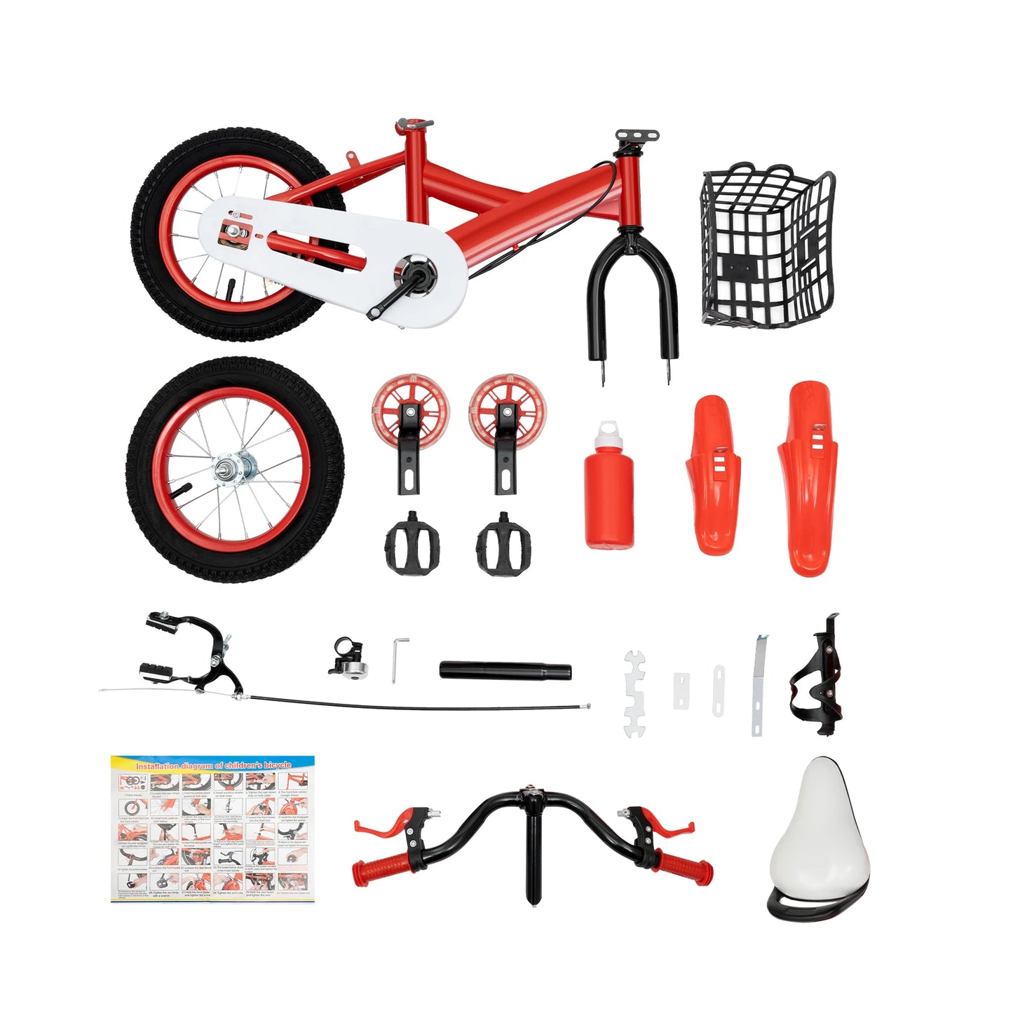 NEUESTE 12-Zoll höhenverstellbare Kinderfahrrad, Kinderfahrrad mit Stützrädern, Scheibenbremse für 3-6 Jahre alt, Anfängerfahrrad