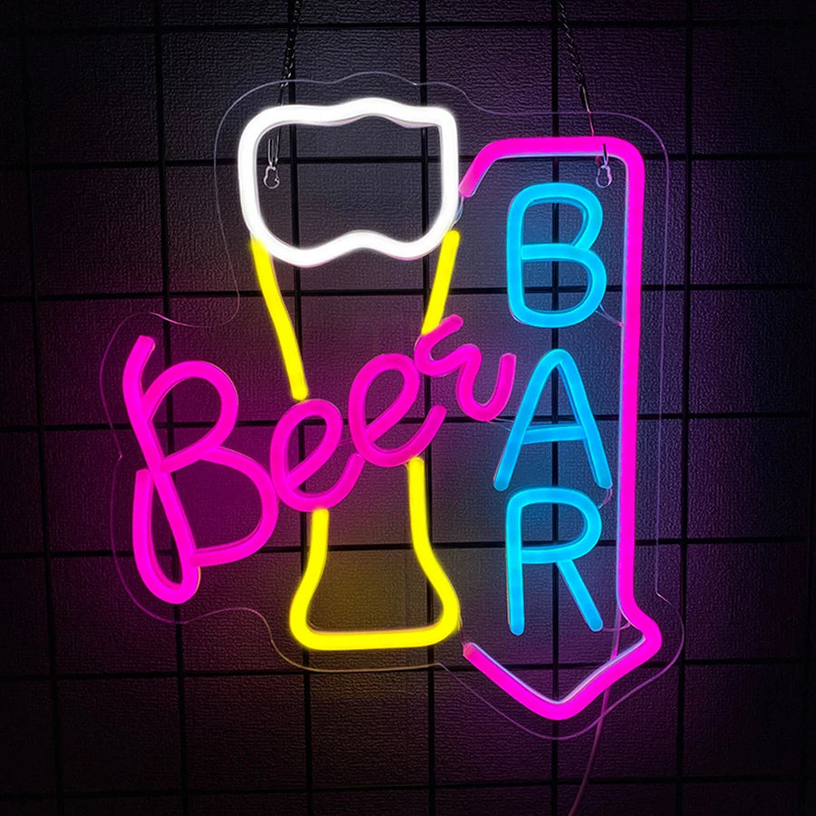 Bier-Neonschild für Wanddekoration, LED-Neonlicht für Männerhöhle, Bierbar, Kneipe, Geschäft, Schlafzimmer, Restaurant, Club, Hotel, Partygeschenke