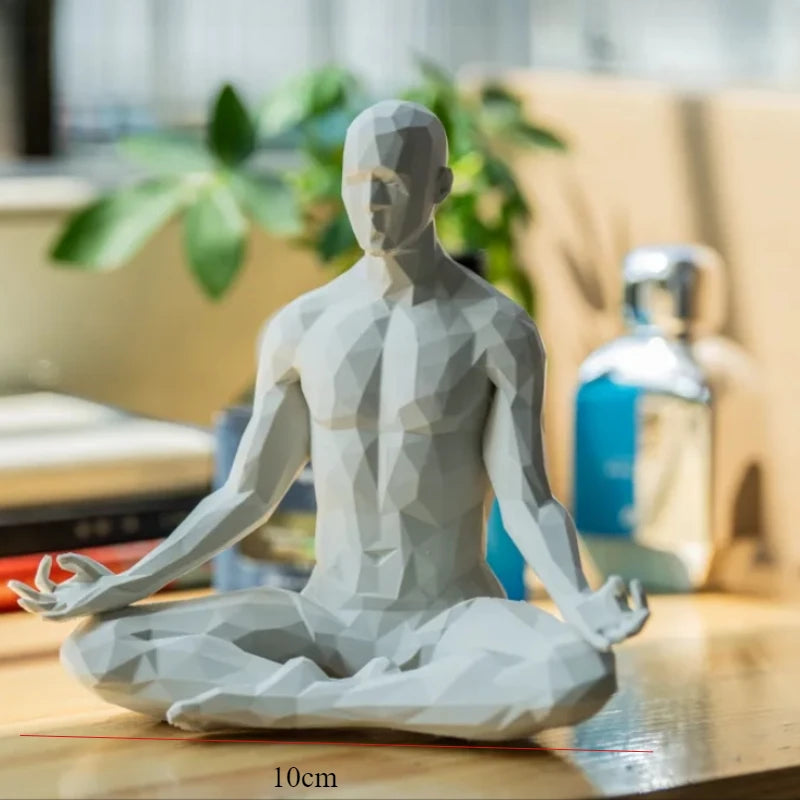 3D-gedruckte meditierende Mannfigur, minimalistische Heimdekoration, Statue für Wohnzimmer, Desktop-Ornament, einzigartiger spiritueller Dekor-Akzent