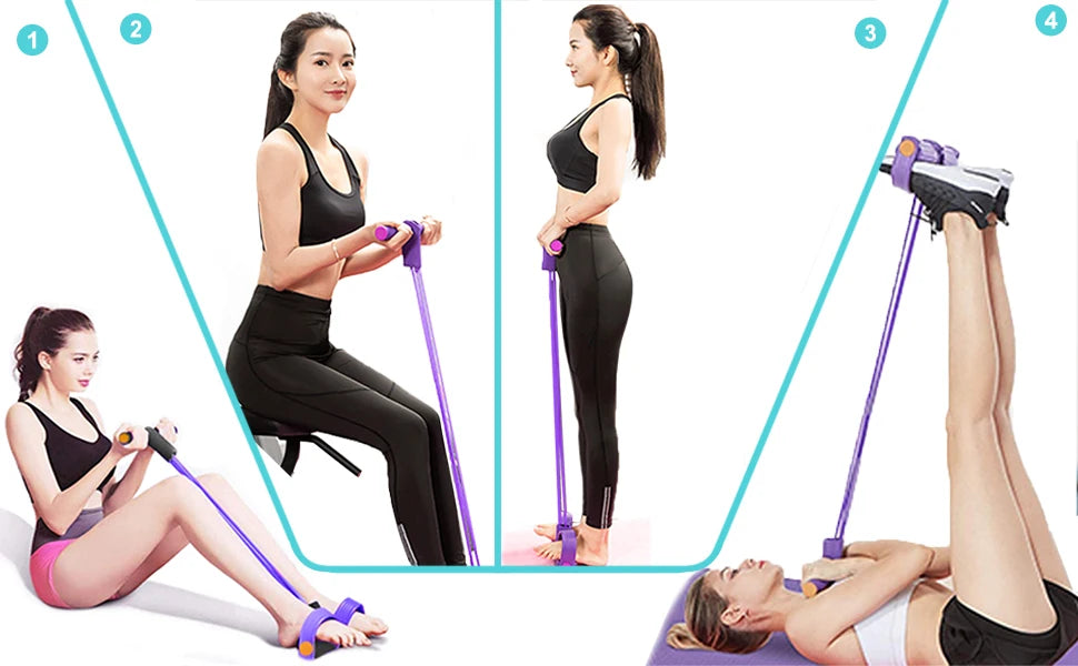 Fitness-Widerstandsband mit Pedal, Heimtrainingsgerät zum Tonisieren, Yoga, Krafttraining, Gesäß, Beine, Bauchtraining