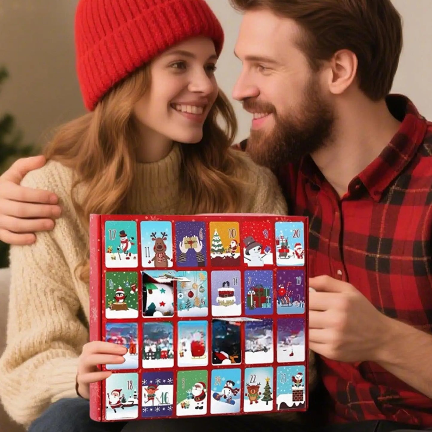 Weihnachts-Countdown-Kalender 2025, Weihnachten, Winter, Heimbedarf, 24-Tage-Countdown-Kalender, Neuheitssocken für Männer und Frauen