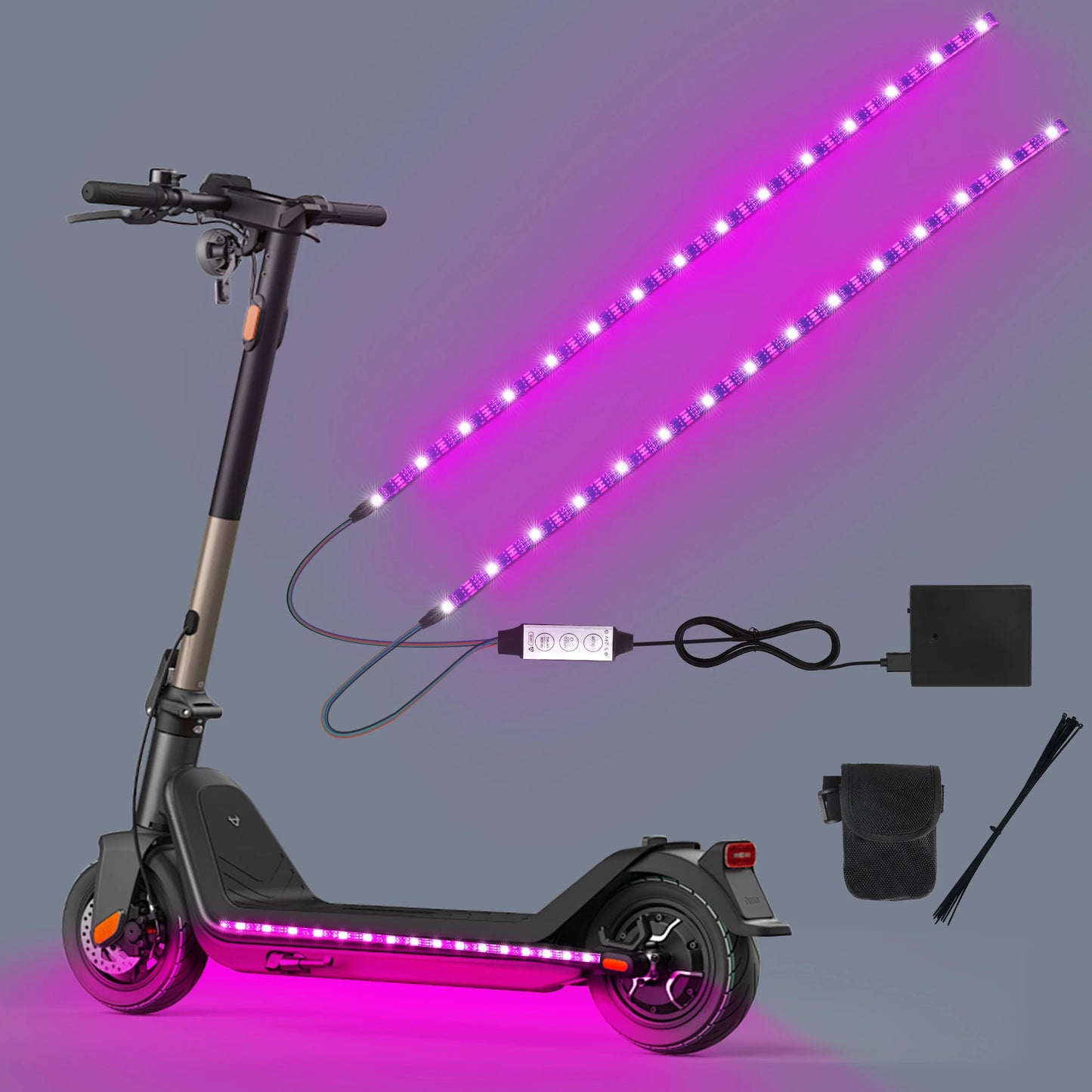 LED-Lichtleiste für Elektroroller, USB/Batterie-Dual-Mode-Stromversorgung, universelles Warnlicht für Nachtfahrten, Sicherheitslichtleiste,