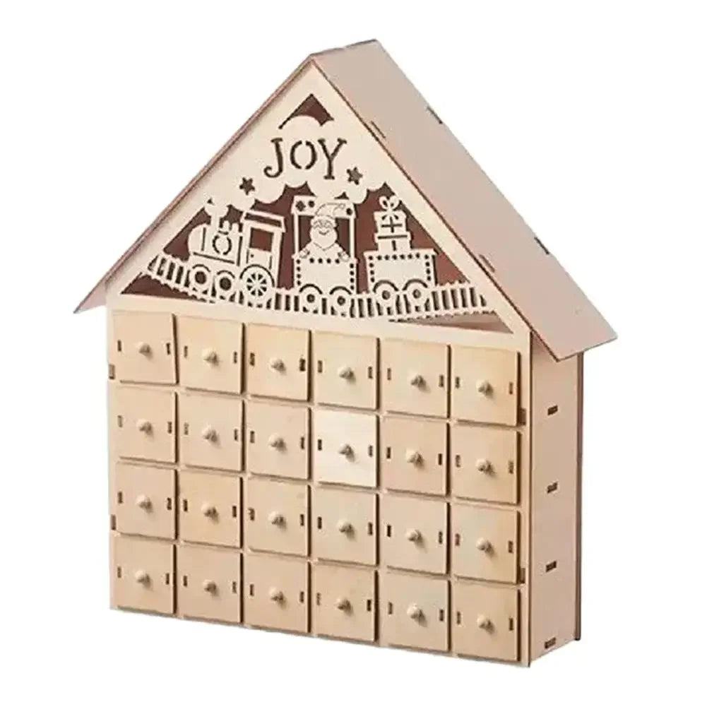 Weihnachts-Adventskalender, 24-Tage-Countdown-Dekoration, Weihnachten, wiederverwendbare Holzdekoration, Tischplatte, abnehmbar, A8i6
