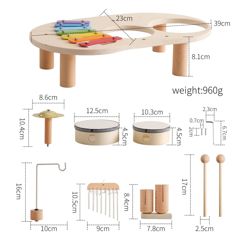 Baby Holz Montessori Spielzeug Bandstand Modell Abnehmbare Set Mobile Trommel Kinder Puzzle Lernen Spielzeug Für Neugeborene Geburtstag Geschenk