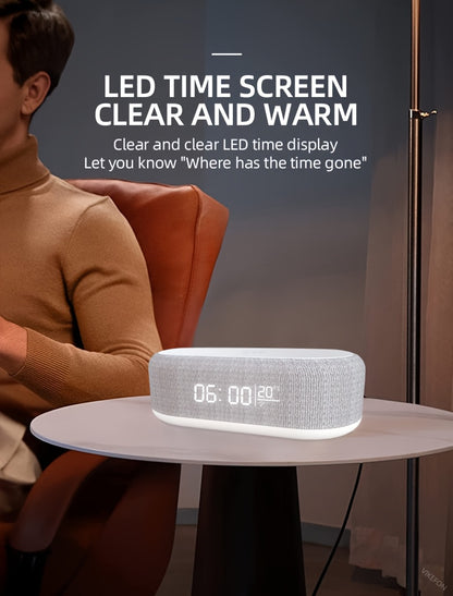 4in 1 Multifunction Wireless Charger Pad Stand LED Night Light Temperature Time Desktop Alarm Clock Mobile Phone Chargers Induction Fast Charging Dock Station Base for iPhone 16 15 14 13 12 for Galaxy S25 S24 S23 Bedroom Offi