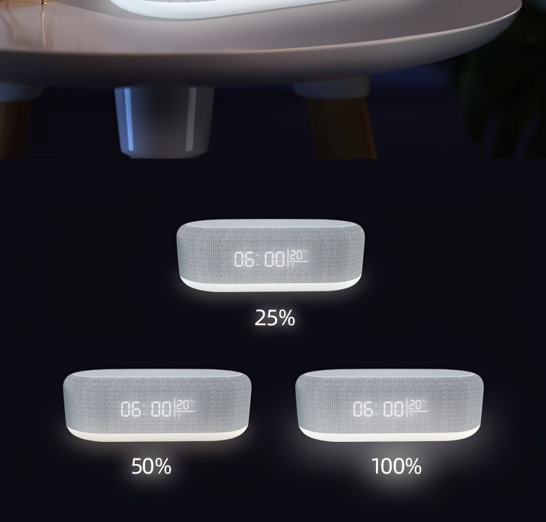 4in 1 Multifunction Wireless Charger Pad Stand LED Night Light Temperature Time Desktop Alarm Clock Mobile Phone Chargers Induction Fast Charging Dock Station Base for iPhone 16 15 14 13 12 for Galaxy S25 S24 S23 Bedroom Offi