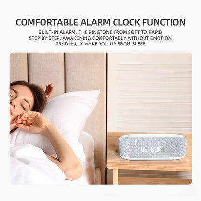 4in 1 Multifunction Wireless Charger Pad Stand LED Night Light Temperature Time Desktop Alarm Clock Mobile Phone Chargers Induction Fast Charging Dock Station Base for iPhone 16 15 14 13 12 for Galaxy S25 S24 S23 Bedroom Offi