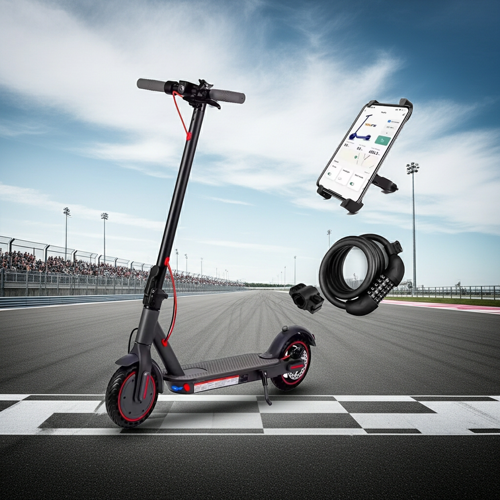 8,5-Zoll-Elektroroller mit App-Funktion, mit Handyhalter und Diebstahlschutz, faltbarer E-Scooter, 25–30 km