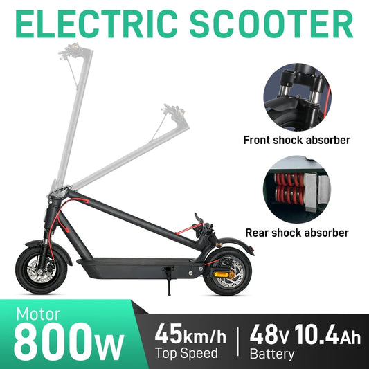 Mankeel MK086 800 W Roller elektrisch 45 km große Reichweite 48 V 10,4 Ah doppelte Stoßdämpfung Smart APP 10 Zoll faltbarer Escooter