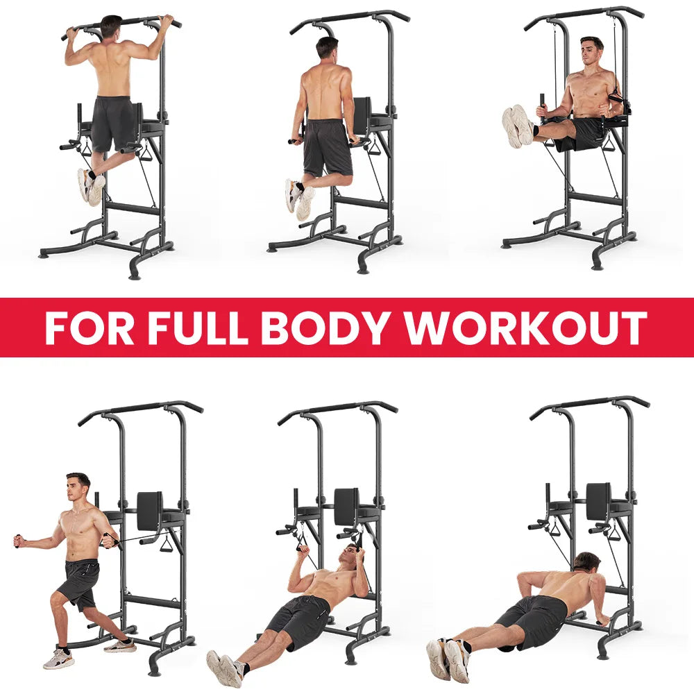 Power Tower Home Dip Station Pull Up Bar Multi-Function Power Tower Push Up Workout Abdominal Exercise for Gym Strength Training