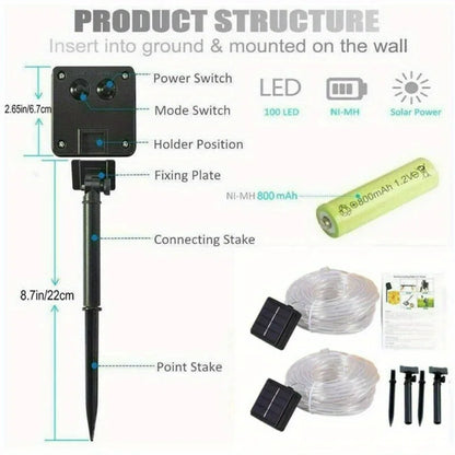 LED Solar Lichterketten Garten Wasserdichte Rohr Seil Lampe Weihnachten Girlande Lichterkette Für Outdoor Urlaub Dekoration Beleuchtung