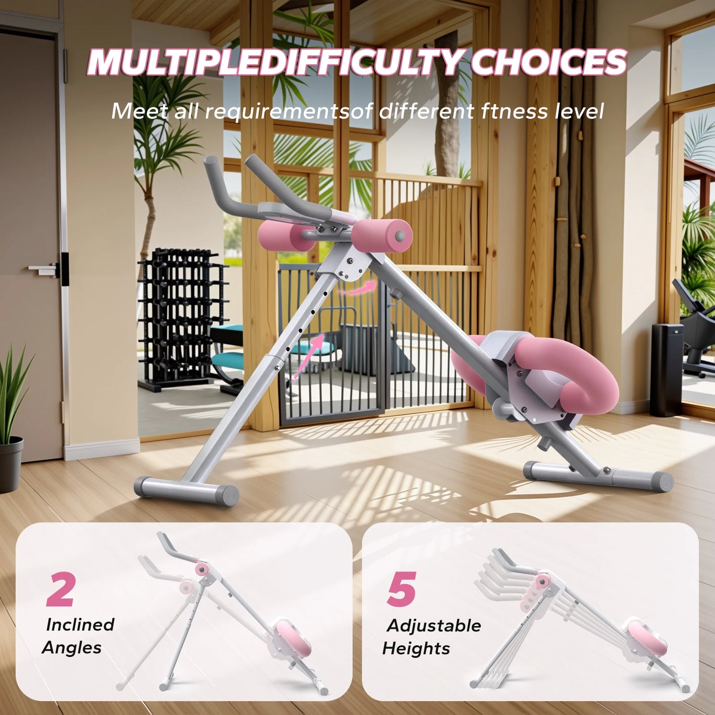 MERACH Ab-Maschine, verstellbarer Trainer, Workout, faltbarer Knieschutz, Bauchtrainingsgerät, Core Ab-Übungssystem, Trainer