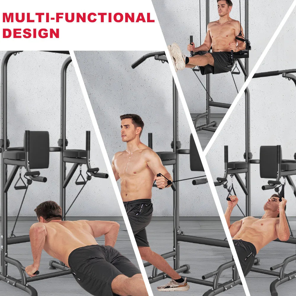 Power Tower Home Dip Station Pull Up Bar Multi-Function Power Tower Push Up Workout Abdominal Exercise for Gym Strength Training