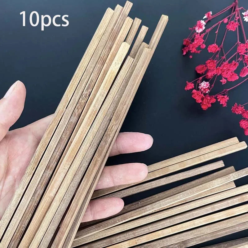 10 Stück Holzstäbchen, 30 cm, rechteckig, unvollendete Holzstreifen, Holzdübelstreifen, Dübelstangen, Naturholz-Bastelstäbchen zum Basteln