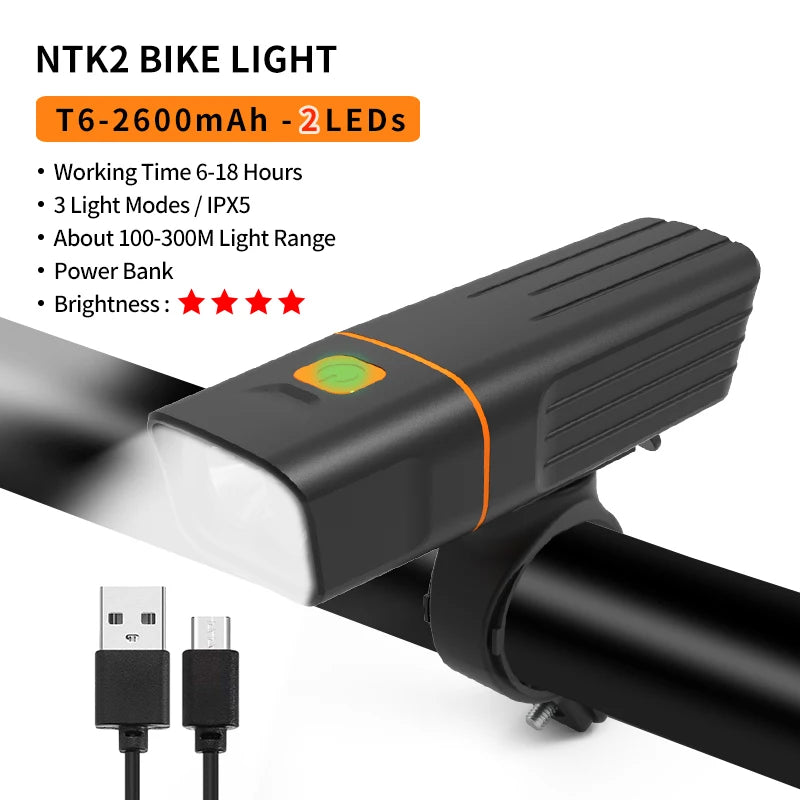 10000-1200mAh Fahrrad Licht USB Aufladbare Front Scheinwerfer 18650 Batterie LED Taschenlampe für Fahrrad Road MTB Lampen Fahrrad licht