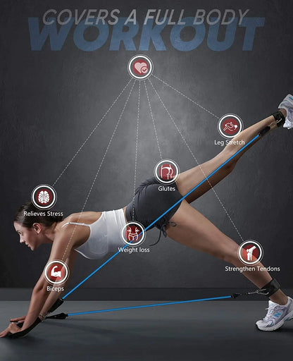 Pilates-Bar-Set mit Widerstandsbändern, multifunktionale Yoga-Bar, tragbares Widerstands-Bar-Set für Heim-Fitnessstudio, für Ganzkörpertraining