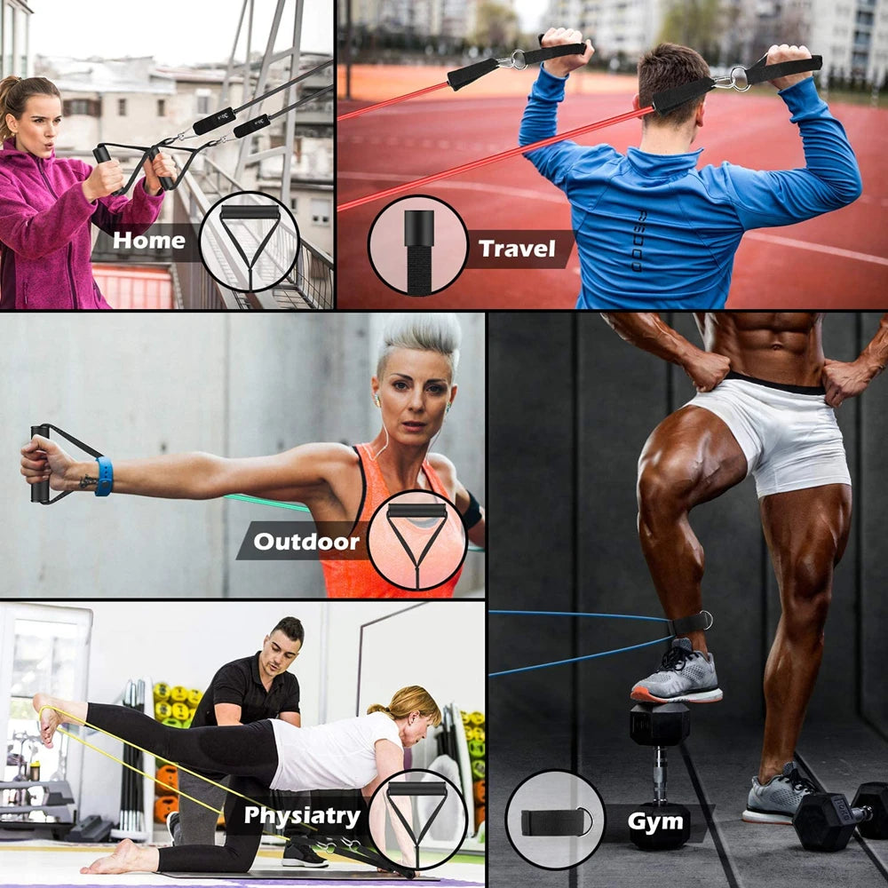 Pilates-Bar-Set mit Widerstandsbändern, multifunktionale Yoga-Bar, tragbares Widerstands-Bar-Set für Heim-Fitnessstudio, für Ganzkörpertraining