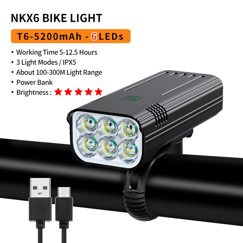 10000-1200mAh Fahrrad Licht USB Aufladbare Front Scheinwerfer 18650 Batterie LED Taschenlampe für Fahrrad Road MTB Lampen Fahrrad licht