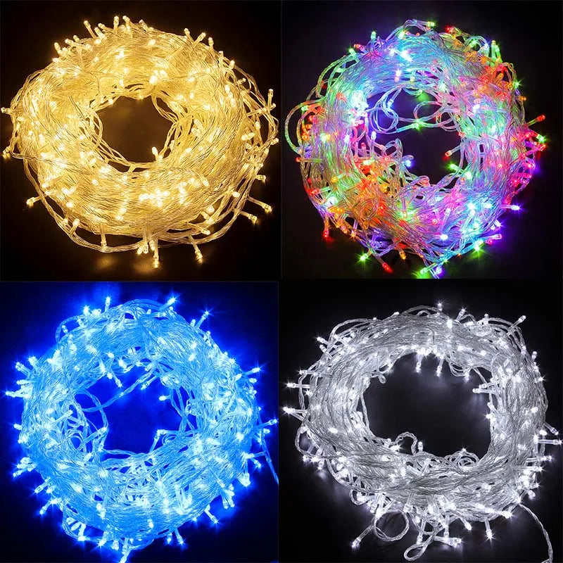 LED-Girlande-Lichterkette, 10 m, 30 m, 50 m, 100 m, Weihnachtsbaum, Hochzeitsdekoration, wasserdicht, Lichterkette für drinnen und draußen, 220 V, EU-Lampe