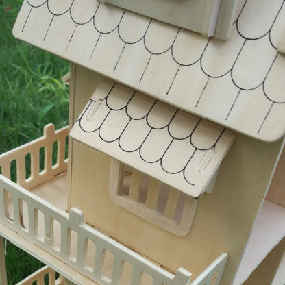 Holz 3D Puzzle Haus DIY Puppenhaus Villa Modell zusammengebautes Miniatur Puppenhaus pädagogisches Rollenspiel Spielzeug für Kinder Mädchen