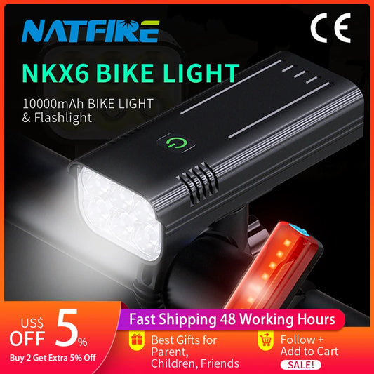 10000-1200mAh Fahrrad Licht USB Aufladbare Front Scheinwerfer 18650 Batterie LED Taschenlampe für Fahrrad Road MTB Lampen Fahrrad licht