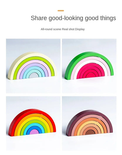 Heißer Bogen Brücke Regenbogen Bausteine Kinder Montessori Lernspiele Farbe und Form Kognitive Holz Spielzeug für Kinder