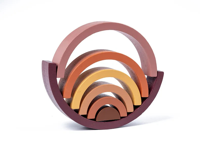 Heißer Bogen Brücke Regenbogen Bausteine Kinder Montessori Lernspiele Farbe und Form Kognitive Holz Spielzeug für Kinder