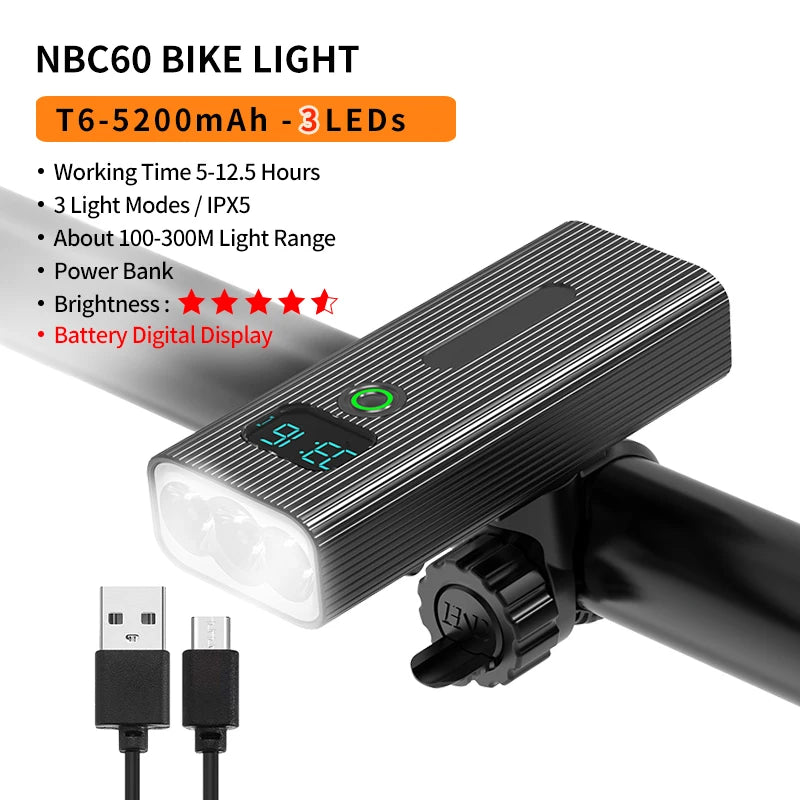 10000-1200mAh Fahrrad Licht USB Aufladbare Front Scheinwerfer 18650 Batterie LED Taschenlampe für Fahrrad Road MTB Lampen Fahrrad licht