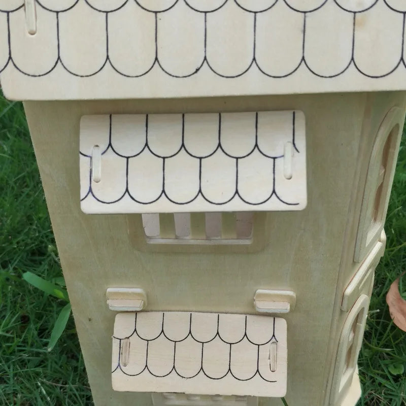 Holz 3D Puzzle Haus DIY Puppenhaus Villa Modell zusammengebautes Miniatur Puppenhaus pädagogisches Rollenspiel Spielzeug für Kinder Mädchen
