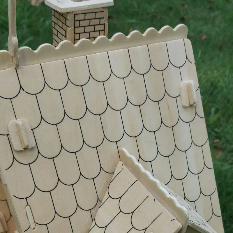 Holz 3D Puzzle Haus DIY Puppenhaus Villa Modell zusammengebautes Miniatur Puppenhaus pädagogisches Rollenspiel Spielzeug für Kinder Mädchen