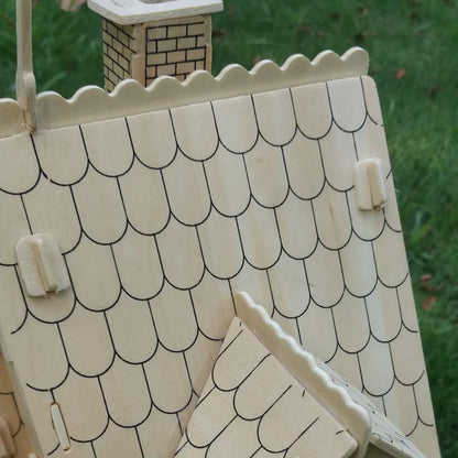 Holz 3D Puzzle Haus DIY Puppenhaus Villa Modell zusammengebautes Miniatur Puppenhaus pädagogisches Rollenspiel Spielzeug für Kinder Mädchen