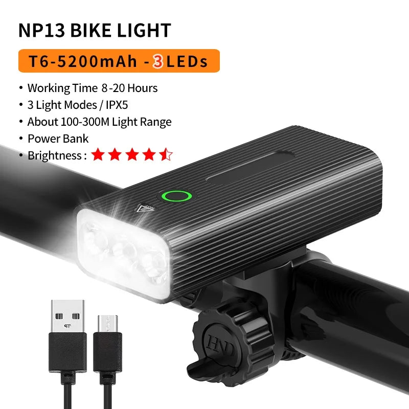 10000-1200mAh Fahrrad Licht USB Aufladbare Front Scheinwerfer 18650 Batterie LED Taschenlampe für Fahrrad Road MTB Lampen Fahrrad licht