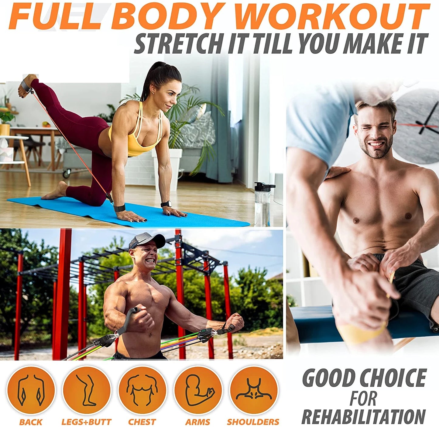 Workout Bar Fitness Widerstand Bands Set Pilates Yoga Zugseil Übung Training Expander Gym Ausrüstung für Home Bodybuilding
