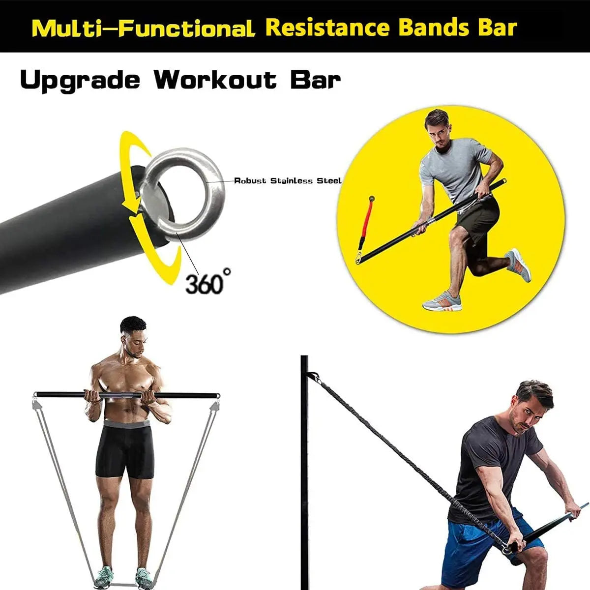 Workout Bar Fitness Widerstand Bands Set Pilates Yoga Zugseil Übung Training Expander Gym Ausrüstung für Home Bodybuilding