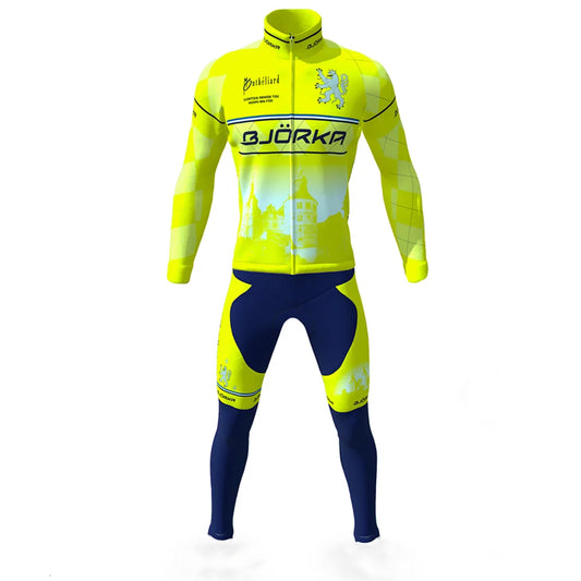 BJORKA Winter Herren Langarm Trägerhose Anzug Roupa de Ciclismo Fleece warme Fahrradstraßenrennbekleidung Team Reiten Fahrradsets