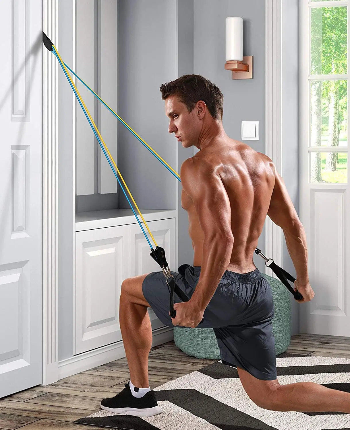 Pilates-Bar-Set mit Widerstandsbändern, multifunktionale Yoga-Bar, tragbares Widerstands-Bar-Set für Heim-Fitnessstudio, für Ganzkörpertraining