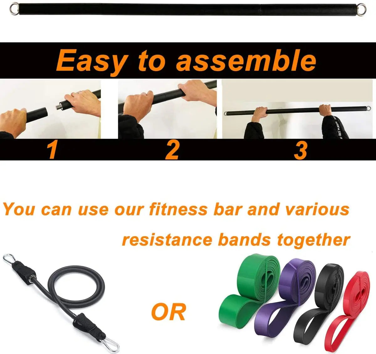 Workout Bar Fitness Widerstand Bands Set Pilates Yoga Zugseil Übung Training Expander Gym Ausrüstung für Home Bodybuilding