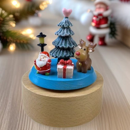 Weihnachts-Spieluhr, Kunsthandwerk aus Holz, kreatives Weihnachtsgeschenk, runder Boden, Weihnachtsbaum, Spieluhr