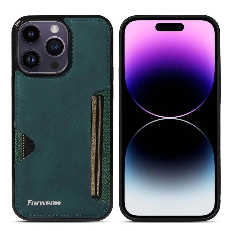 Retro-Kartenhalter-Handyhülle für iPhone 17 16 15 14 13 12 11 Pro Max 16E Air XS XR SE 7 8 Plus Business Wallet PU-Lederhülle