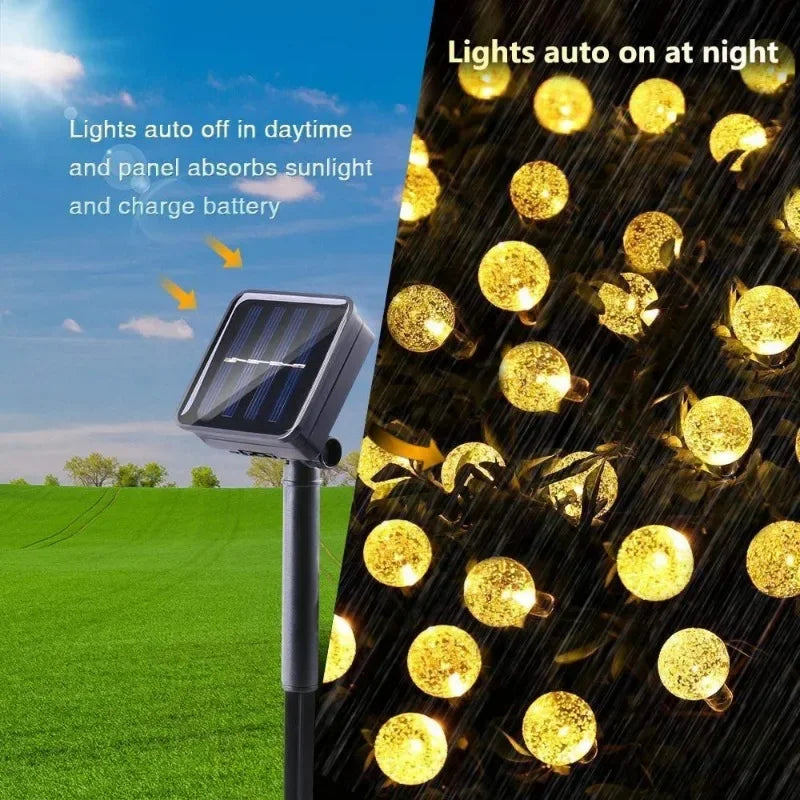2024 neue Solar Kristall Globus LED Lichterketten LED Solar Outdoor Licht IP65 Fee Licht Weihnachten Girlande für Garten Party decor