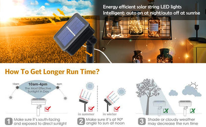 LED Solar Licht Outdoor Garten Fee String Licht Led Twinkle Wasserdichte Lampe für Weihnachten Terrasse Baum Party 6m/12m/23m/33m