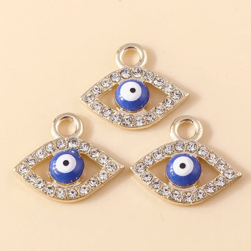 10 Stück Mixed Crystal Evil Eye Charms Türkische Lucky Blue Eye Charms Anhänger Anschlüsse für Armband Ohrringe Halskette DIY Schmuck