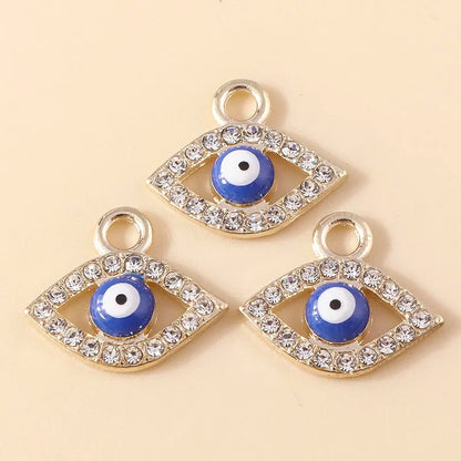 10 Stück Mixed Crystal Evil Eye Charms Türkische Lucky Blue Eye Charms Anhänger Anschlüsse für Armband Ohrringe Halskette DIY Schmuck