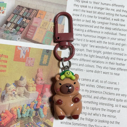 1-10Pcs Lustige Cartoon Capybara Schlüsselanhänger Frauen Männer Charme Harz Glänzend Flatback Tier Anhänger Schlüsselring Schmuck, Die Entdeckungen