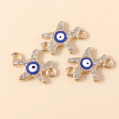 10 Stück Mixed Crystal Evil Eye Charms Türkische Lucky Blue Eye Charms Anhänger Anschlüsse für Armband Ohrringe Halskette DIY Schmuck
