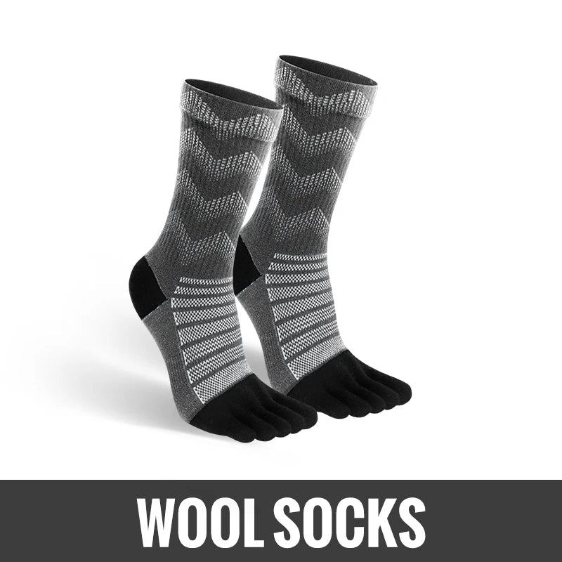 WRELS Thermosocken aus Merinowolle für Herren, feuchtigkeitsableitend, verdickt, warm, Ski, Wandern, Dämpfung, Kompression, Sport-Zehensocken