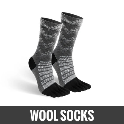 WRELS Thermosocken aus Merinowolle für Herren, feuchtigkeitsableitend, verdickt, warm, Ski, Wandern, Dämpfung, Kompression, Sport-Zehensocken