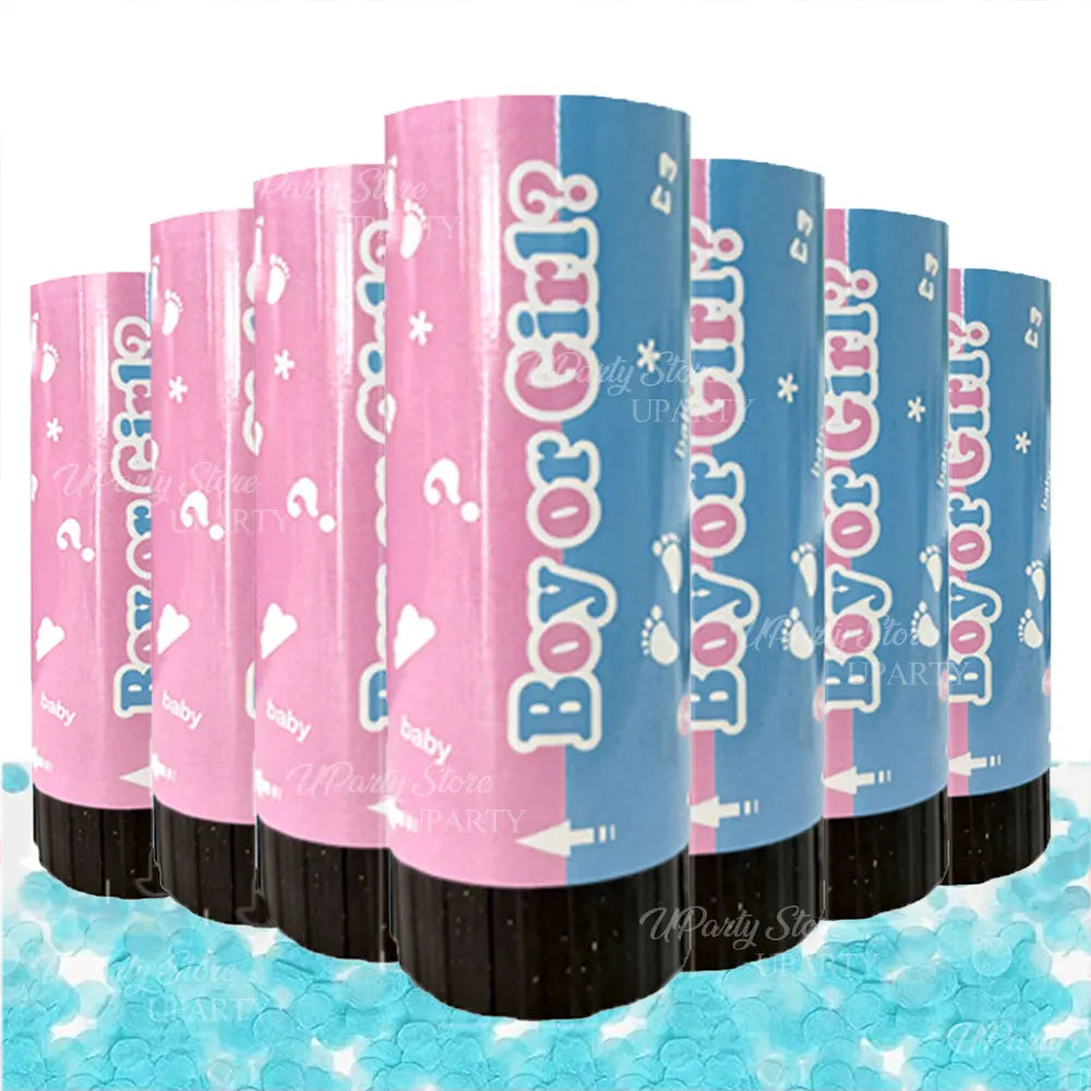 8 Stück rosa blaue Konfetti-Popper-Kanone für Geschlecht offenbaren blau rosa Papier-Konfetti-Shooter für Geburtstag, Hochzeit, Party, Dekoration, Gastgeschenk
